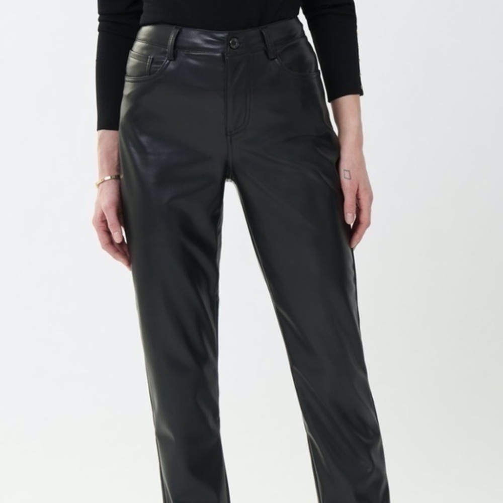 Bianca Nygard Womens Straight Leg Faux Leather Pants High Rise Canada Made Sz 10